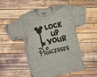 LOCK Up YOUR PRINCESSES, Disney Princesses, Disney Prince Tee, Boys Disney Tee, New Prince In Town, Funny Disney Tee, Mickey Mouse Shirt