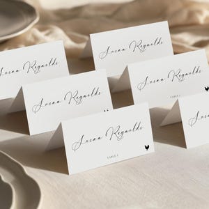 Modern Place Cards with Meal Choice, Editable Wedding Name Tag Template, Flat Folded Label, Custom Indicator, Reception Decor Canva WED1933