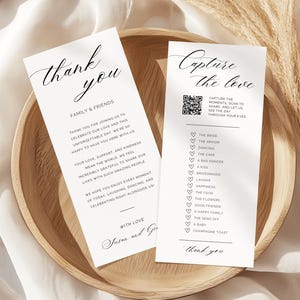 Wedding Thank You Card Template Editable Canva, Photo Sharing QR Code I Spy Scavenger Hunt Printable 5x7 Instant Download W34