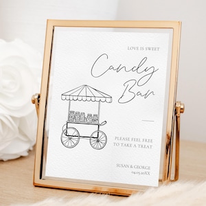 Plantilla minimalista para letrero de barra de dulces, letrero de postre para despedida de soltera, editable e imprimible, descarga instantánea para decoración de fiesta, personalizado, SI12