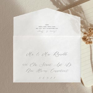 Modello di indirizzo per buste A7, invito 5x7, carta da lettere personalizzata per matrimoni, etichetta per indirizzo minimale, calligrafia elegante, download immediato WED1834