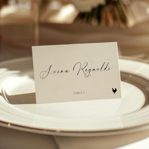 Cartões de lugar para casamento com escolha de refeição, caligrafia moderna plana e dobrada, indicador de refeição personalizado para recepção, download instantâneo WED1933