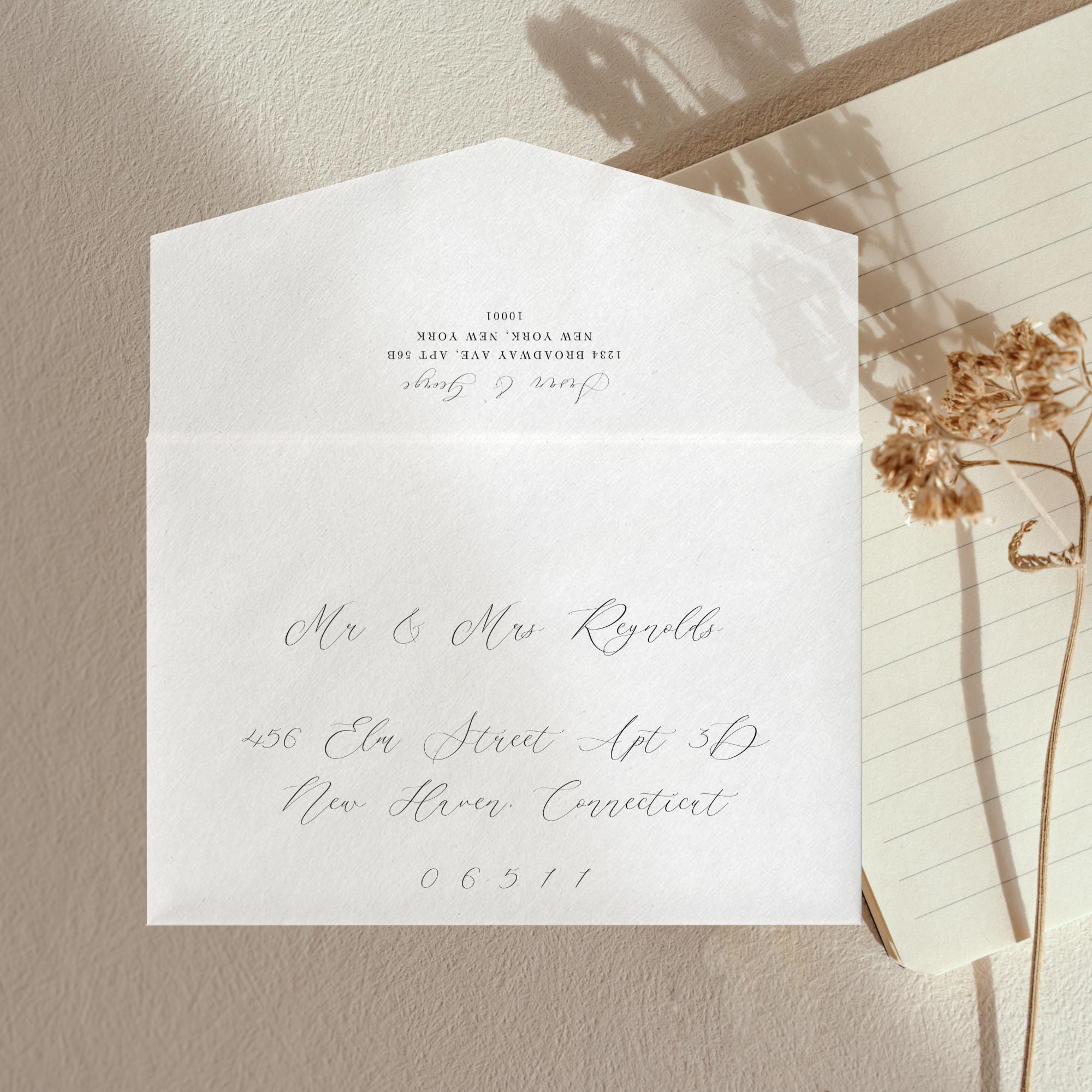 A7 Envelope Addressing Template, 5x7 Invite, Custom Wedding Stationery ...
