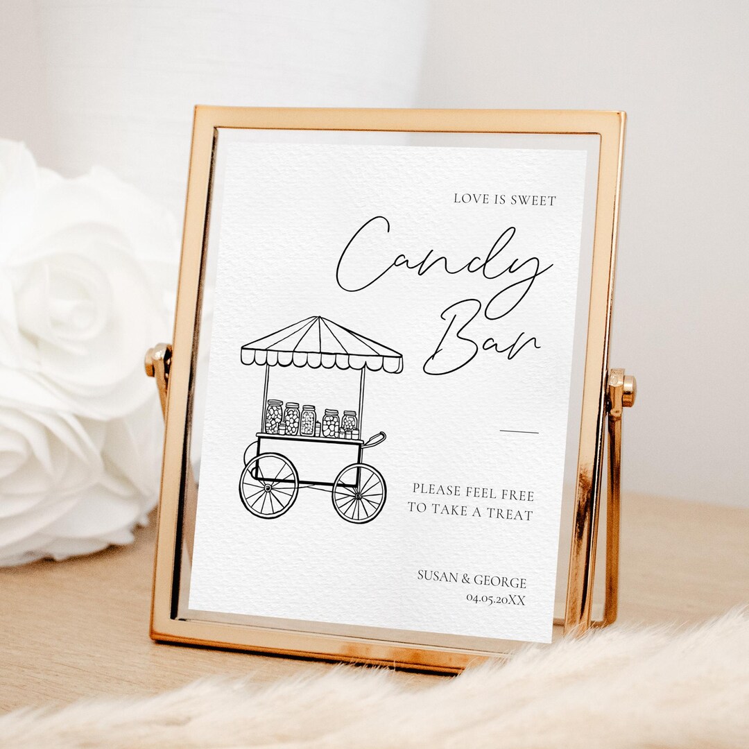 Candy Sign Simple Minimal Candy Bar Sign Template, Editable Printable Wedding Hen ...