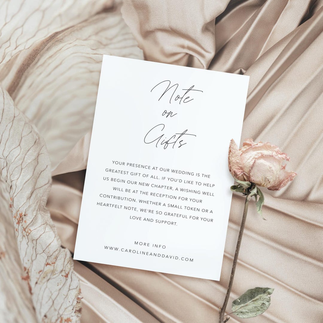 Gift Note Insert A Note on Gifts Card, Personalized Modern Stationery, Custom Wedding ...