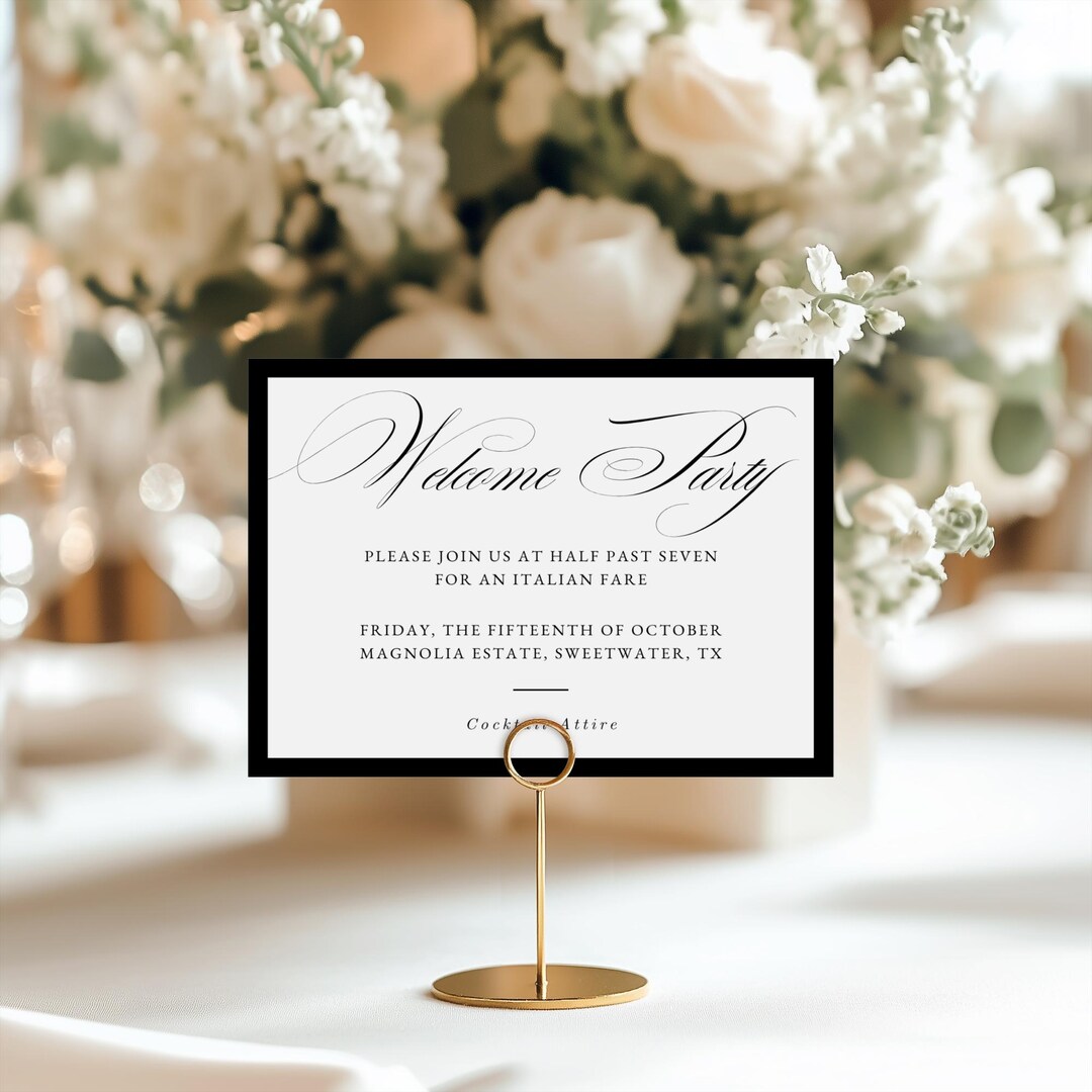 Old Money Welcome Party Invite, Wedding Rehearsal Dinner Card, Editable ...