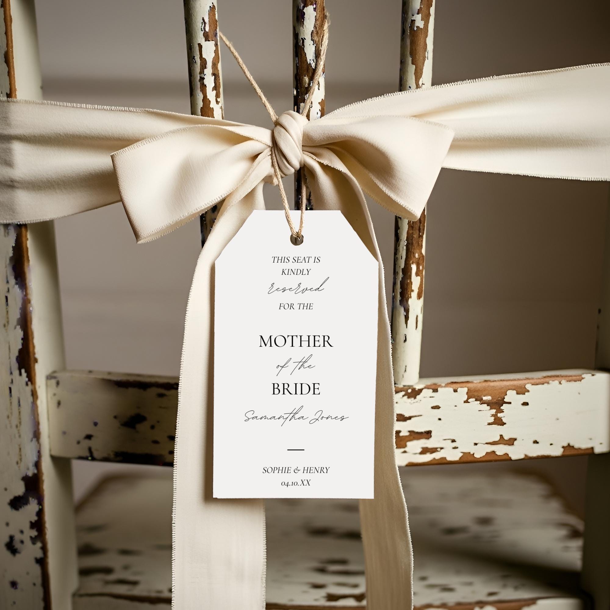 Reserved Seating Wedding Chair Tags, Editable Template, Custom Row ...