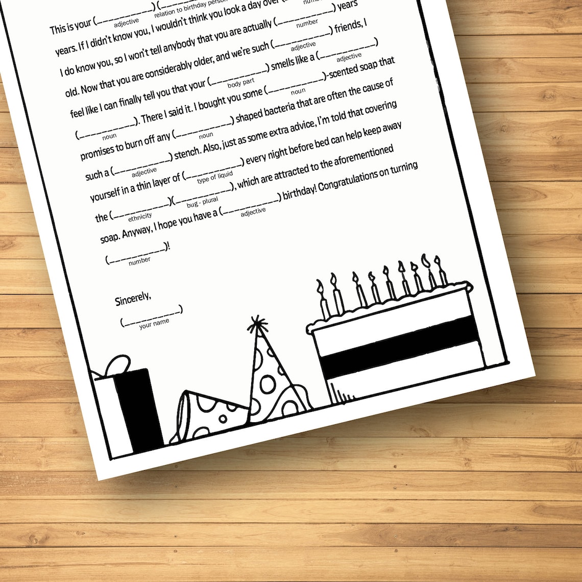 Birthday Mad Libs Game - Etsy
