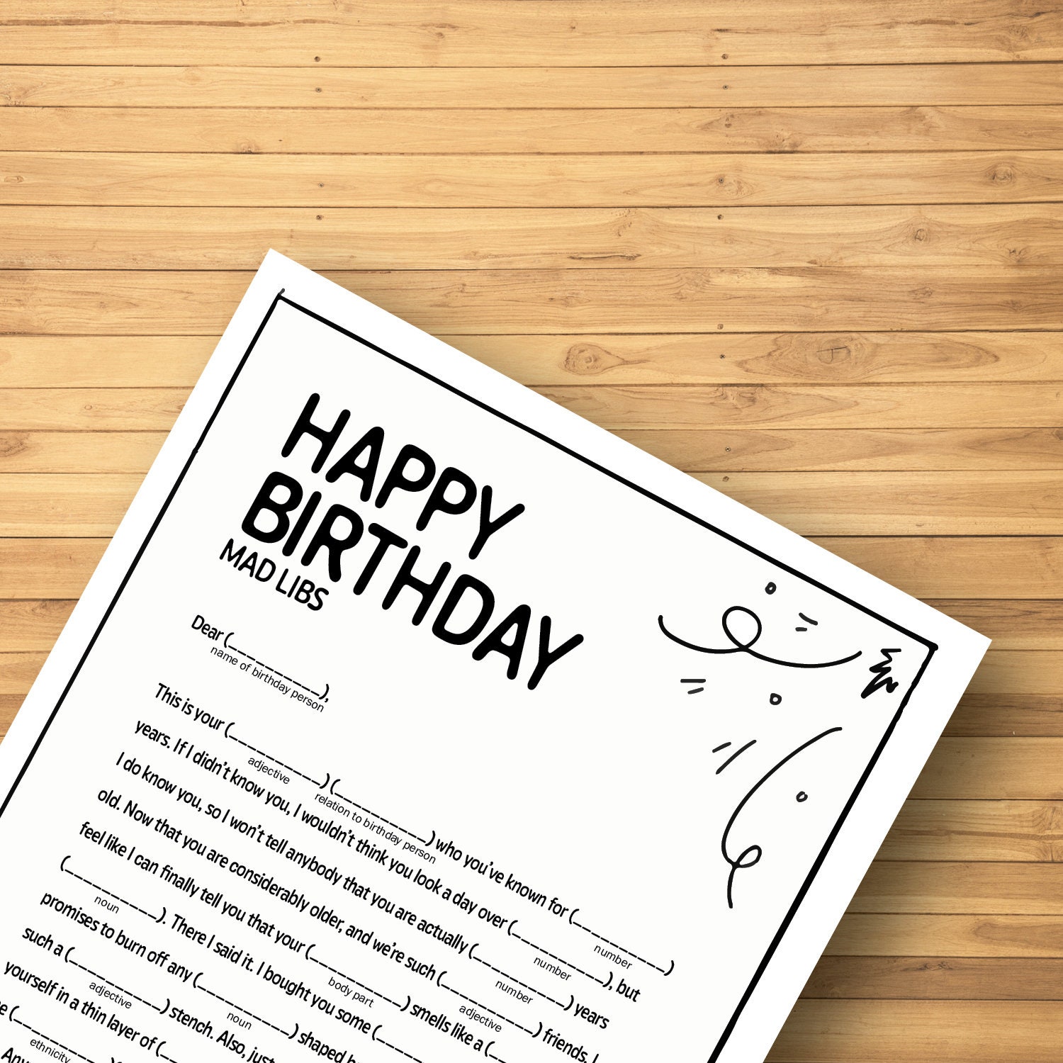 Birthday Mad Libs Game - Etsy