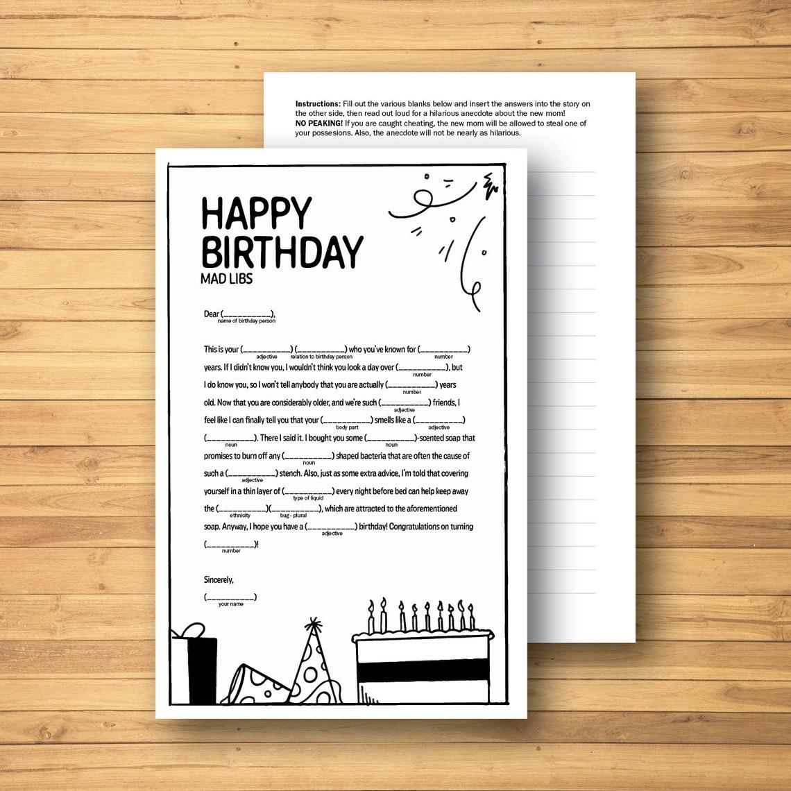 Birthday Mad Libs Game - Etsy