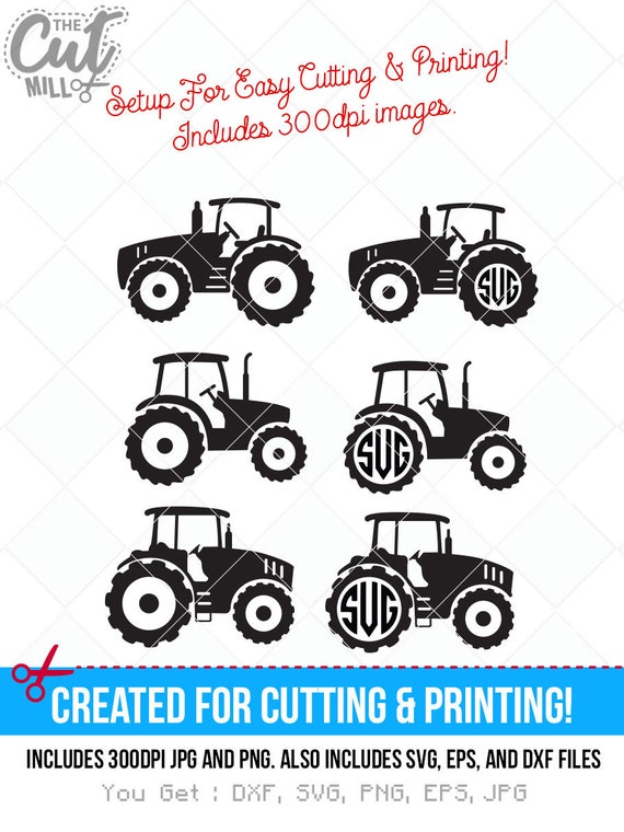 paquete de svg de tractor tractor dxf granja svg jpg png ...
