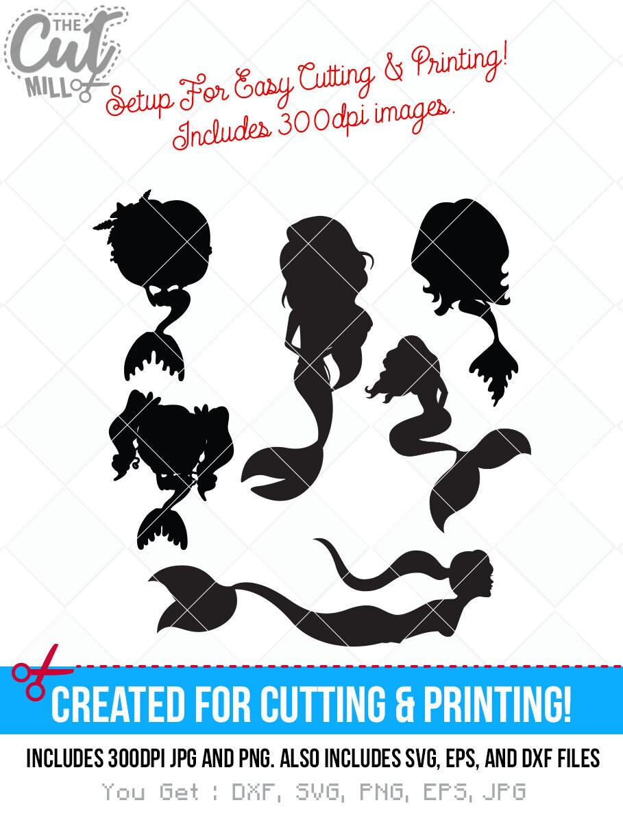 Download mermaid svg mermaid bundle dxf cut file cutting files clip ...