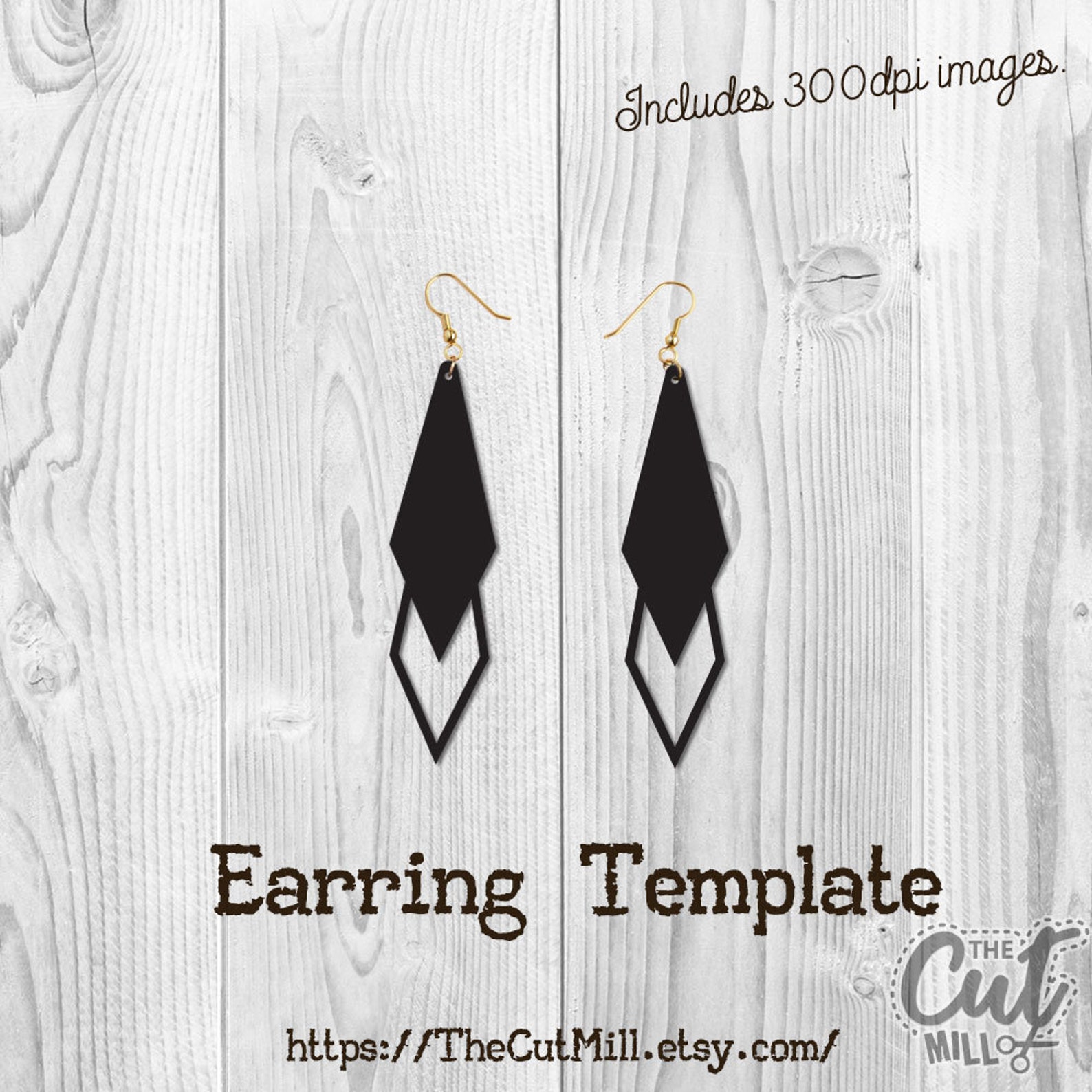 Teardrop Diamond Earring Template SVG File Leather Earring | Etsy