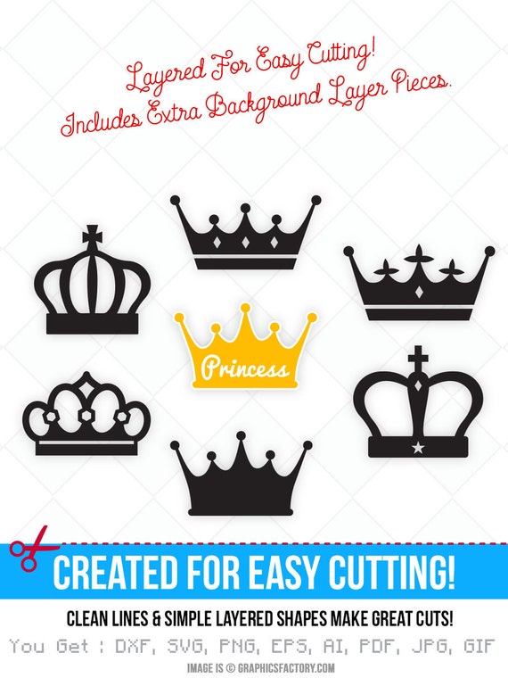 Download Crown Svg Crown Dxf Princess Crown Svg Jpg Png Eps Ai Etsy