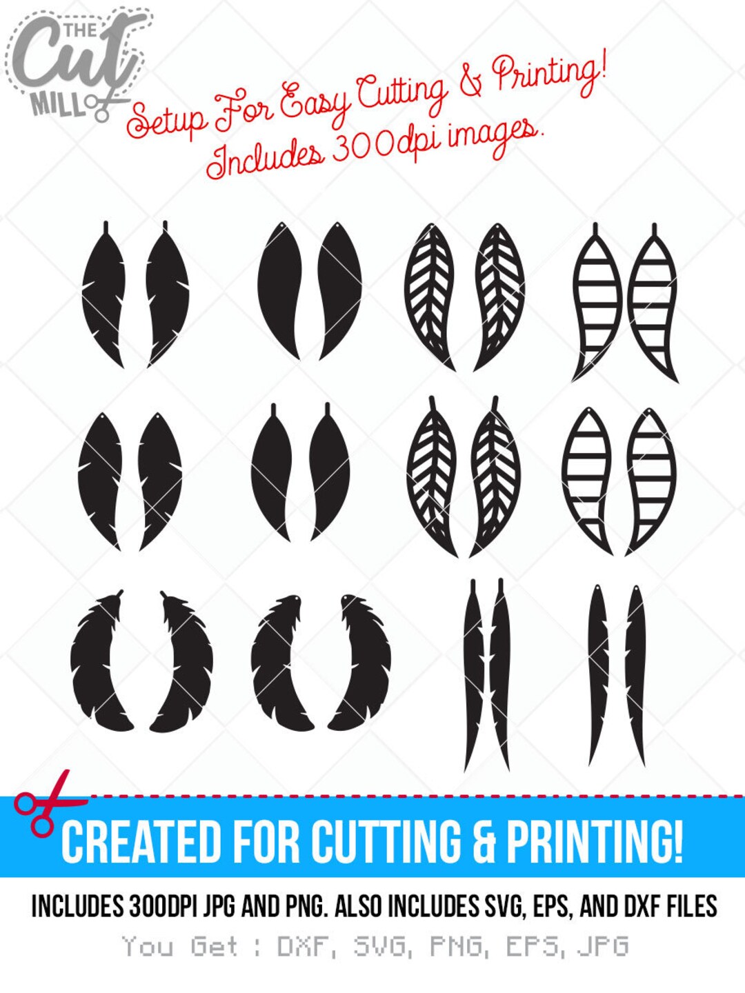 Feather Earring Template SVG File, Leather Feather Earring Template ...