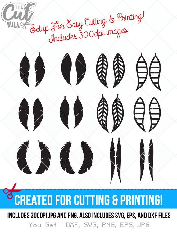 Download Feather Earring Template SVG File Leather Feather Earring ...