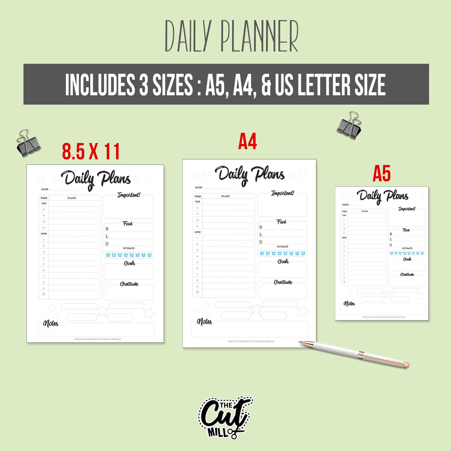 Daily Printable Planner A5 A4 US Letter Printable Planner | Etsy