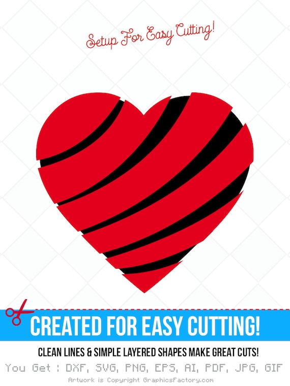 Cut files for Cricut and Silhouette dxf svg eps Heart svg Vinyl Cutting File Heart png Die Cut Clip Art png jpg