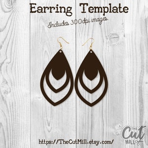 Double Teardrop Earring Template SVG File Leather Earring - Etsy