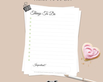 Printable Elegant To Do List - Pritable To Do List - A5, A4, US Letter Printable Planner Inserts - Pritable Planner Page