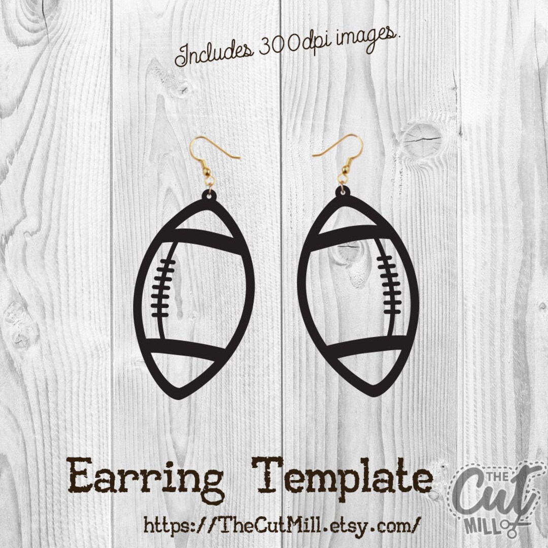 Football Earring Template SVG File, Leather American Football Earring