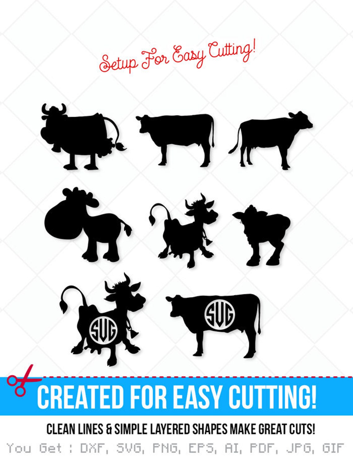Download Cow svg bundle cow dxf monogram cow bundle svg jpg png | Etsy