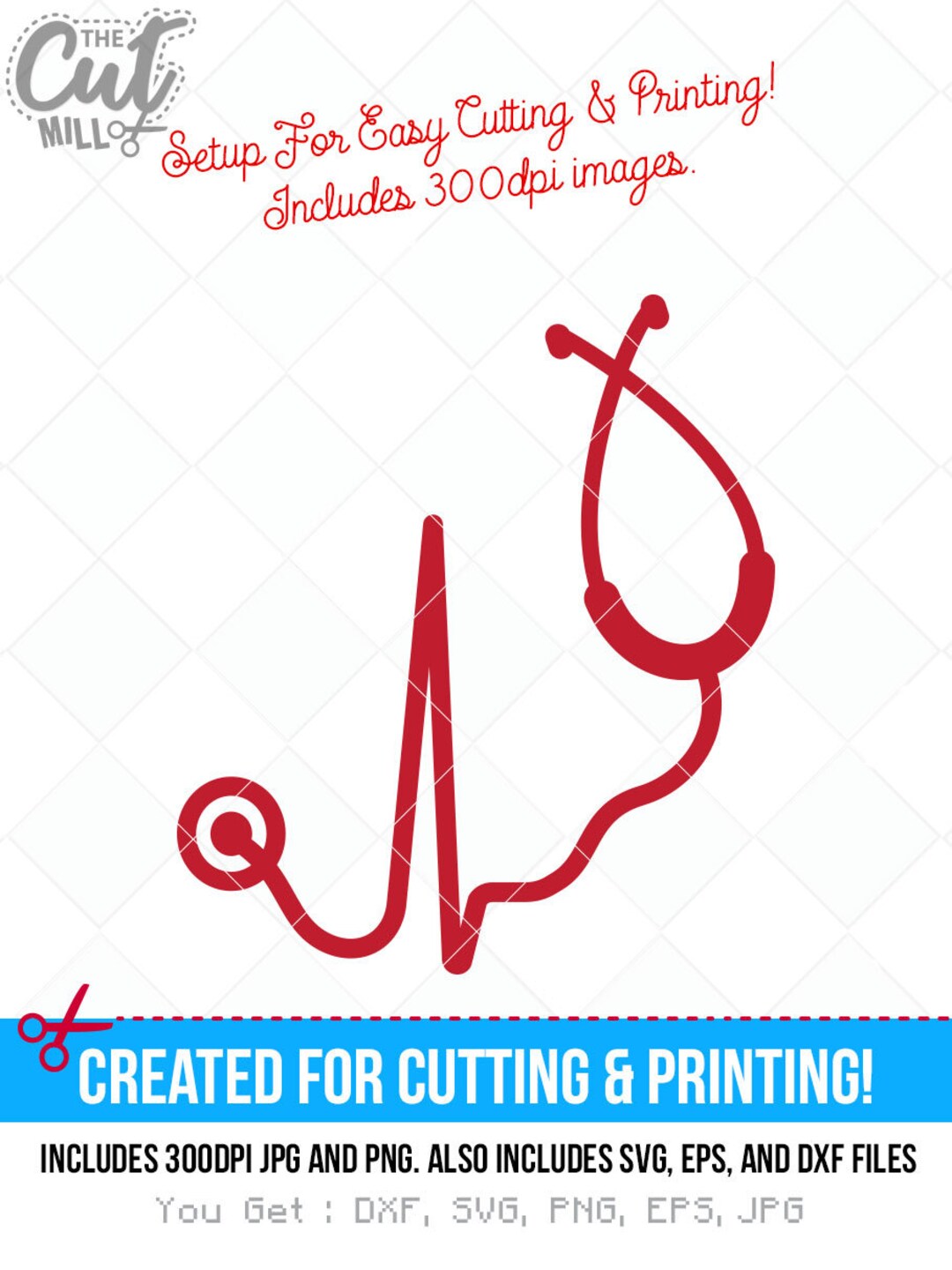 Stethoscope Ekg Svg Dxf Nurse Heartbeat Cut File Cutting Etsy