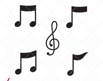 music notes svg, music note dxf, treble clef svg, jpg, png, eps, ai cutting files, clip art, printable, Silhouette Cameo, Cricut