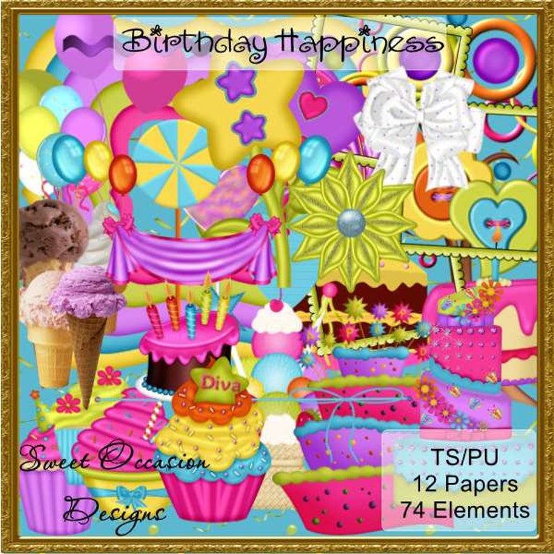 Birthday Happiness Scrapbook Scrap book Scrapbooking Kit Etsy