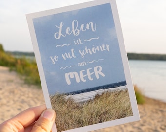 Reiselust Postkarte Meer | Handlettering Zitat |  Größe DIN A6