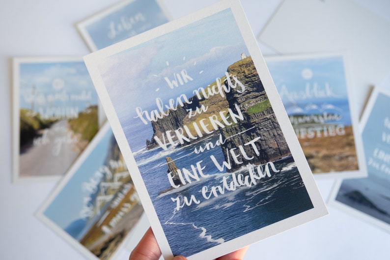 Postkartenset Reiselust mit HandletteringSpruch 7 St. Etsy.de