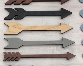 Three Piece Wall Art Wood Directional Arrow Set, Modern Farmhouse Sculpture Gallery Decor 12-24"