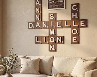 Personalized Family Name Scrabble Wall Art - Housewarming Gift