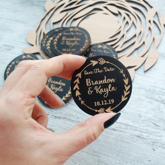 Custom Wood Magnet 10 Save The Date Magnet Wedding Magnets Personalised Wedding Magnets Custom Save The Dates Wooden Wedding Magnets