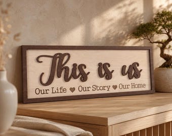Personalized Family Sign – This Is Us Wooden Wall Decor for Modern Farmhouse Home