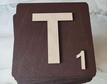 Extra stor väggdekoration med korsord i trä, personlig Scrabble-skylt, 8x8