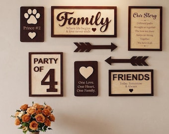 Family Of Four Wall Art Set, Personalized Blended Family Sign, New Parents Adoption Gift