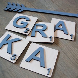 3D Scrabble Fliesen Wand Kunst Große Holzbuchstaben Familie Name Zeichen Wanddekoration 3,5x3,5&quot;