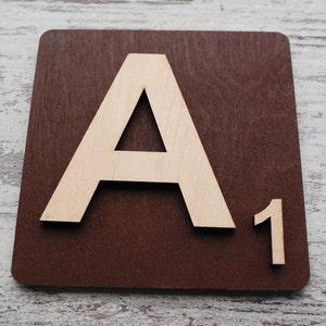 Letras grandes de scrabble de 8 x 8 para pared, azulejos de scrabble de madera, arte de pared, azulejos de scrabble con nombre de familia