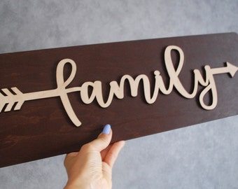 3D Wooden Family Wall Art Sign,  Above Bed Living Room Decor