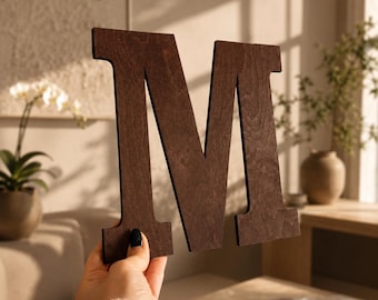 Wooden Last Name Initial, Personalized Letter Family Wall Art Sign, 8" to 16" height