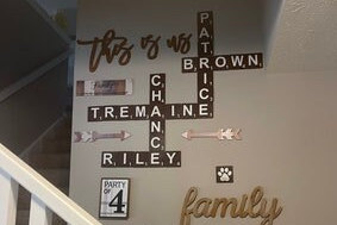 Scrabble Tiles Wall Art 4 Large Letters Wall Decor Etsy