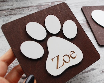 Paw Print Scrabble Wall Art Wooden Gift Custom Pet Name Sign