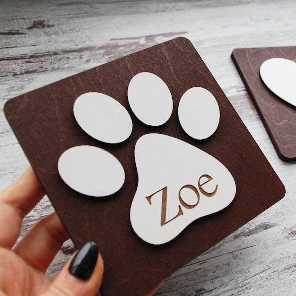 Paw prints scrabble tiles wall art wooden