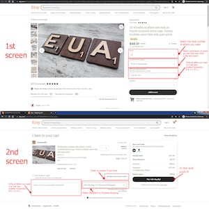 Puede incluir: Un letrero de pared de madera hecho de fichas de Scrabble que deletrea la palabra "EUA". El letrero est&aacute; disponible en una variedad de colores y se puede personalizar con diferentes letras. El letrero es perfecto para agregar un toque personal a cualquier hogar.