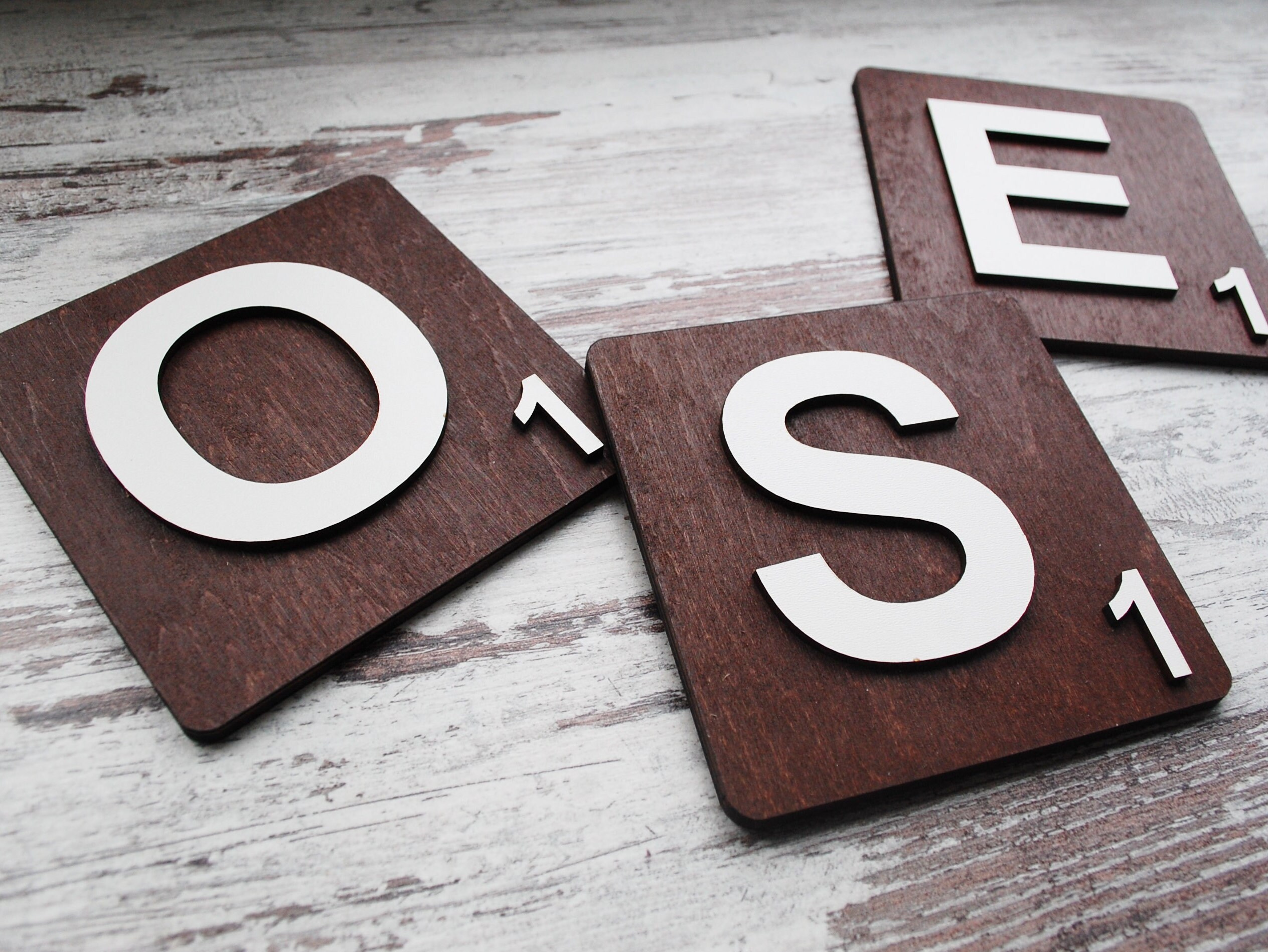 Scrabble Tiles Wall Art 4 Large Letters Wall Decor Etsy