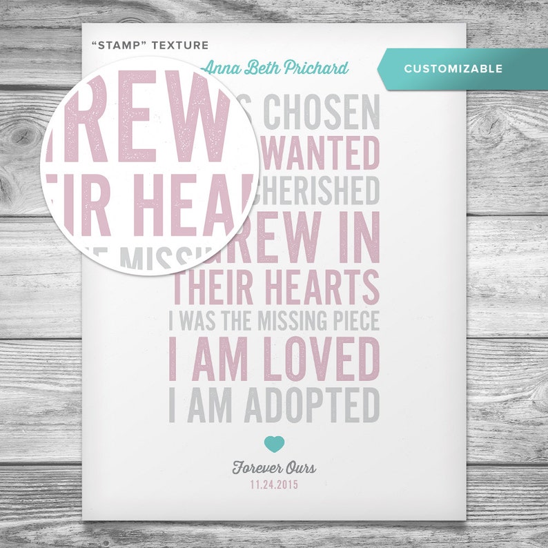 Customizable Adoption Poem Poster 11x14 Digital File image 2