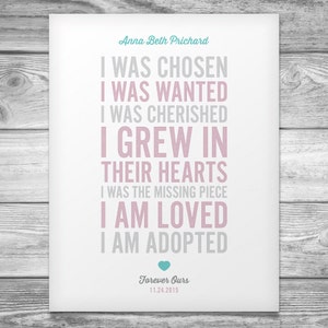 Customizable Adoption Poem Poster 11x14 Digital File image 1