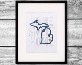 Customizable Michigan "Home Sweet Home" Digital Poster - 8" x 10"