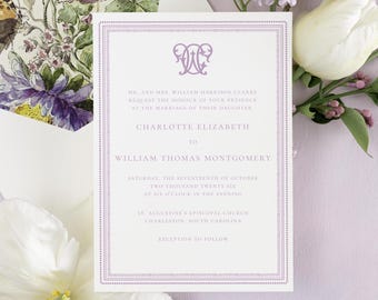 Bordered Invitation Suite , Printed invite set with RSVP